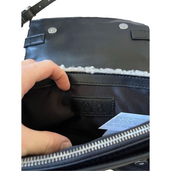 ZARA QUILTED CITY BAG Blogger’s Favourite Leather Sherpa - Picture 8 of 16